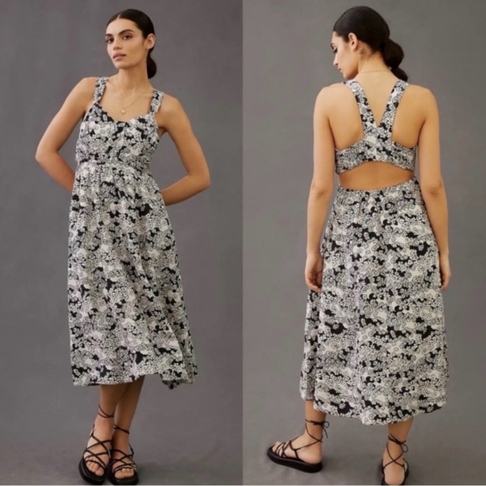 Anthropologie Black and White Backless Dress